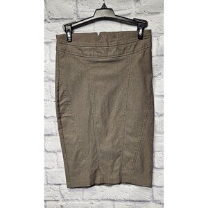 HAZE M MOCHA BROWN STRETCH PENCIL STRAIGHT ZIP SLIT BACK EXPOSED STITCH SKIRT